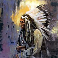 Lakota H&auml;uptling Sitting Bull, Acryl auf Leinwand, 100x100cm